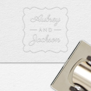 Decorative Bracket Custom Script Wedding Monogram Embosser