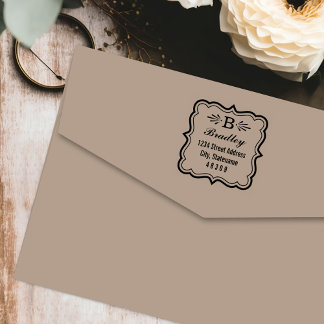 Decorative Bracket Frame Monogram Return Address Self-inking Stamp