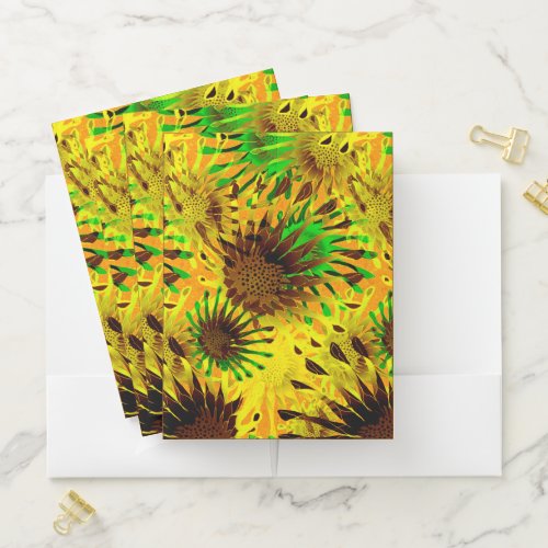 Decorative Bright  Cheery Sunflower Pattern Pocket Folder