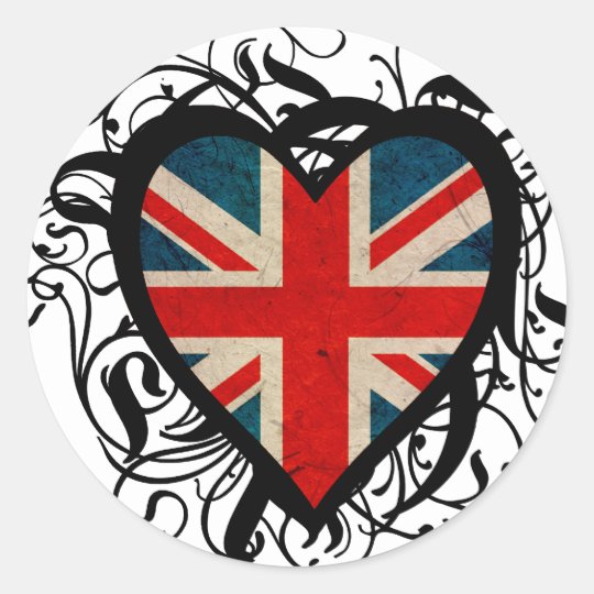 Decorative British Heart Classic Round Sticker