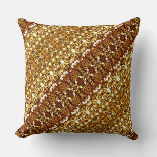 Decorative Brown Gold String of Lights Pattern Throw Pillow