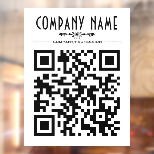 Decorative Business Name and QR Code Window Cling