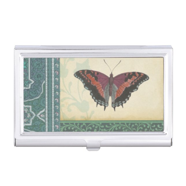 Decorative Butterfly Brocade by Vision Studio Case For Business Cards (Front)