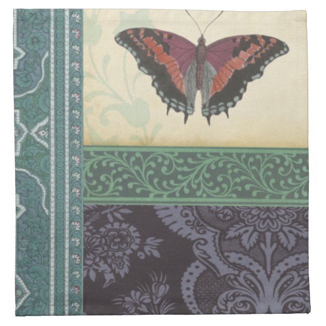 Decorative Butterfly Brocade by Vision Studio Napkin (Front)