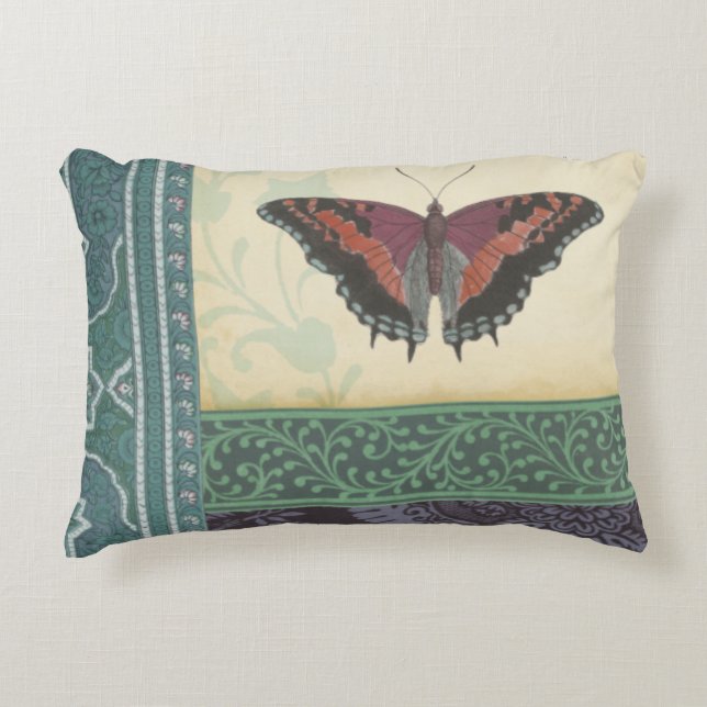 Decorative Butterfly Brocade by Vision Studio Pillow (Front)