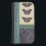 Decorative Butterfly Brocade by Vision Studio Phone Wallet<br><div class="desc">This decorative brocade design by Vision Studio features butterflies with floral prints in separate blocks. The tan background of the block featuring the butterflies contrasts nicely with their dark coloring. Order your copy now!</div>
