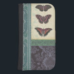 Decorative Butterfly Brocade by Vision Studio Phone Wallet<br><div class="desc">This decorative brocade design by Vision Studio features butterflies with floral prints in separate blocks. The tan background of the block featuring the butterflies contrasts nicely with their dark coloring. Order your copy now!</div>