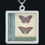 Decorative Butterfly Brocade by Vision Studio Silver Plated Necklace<br><div class="desc">This decorative brocade design by Vision Studio features butterflies with floral prints in separate blocks. The tan background of the block featuring the butterflies contrasts nicely with their dark coloring. Order your copy now!</div>