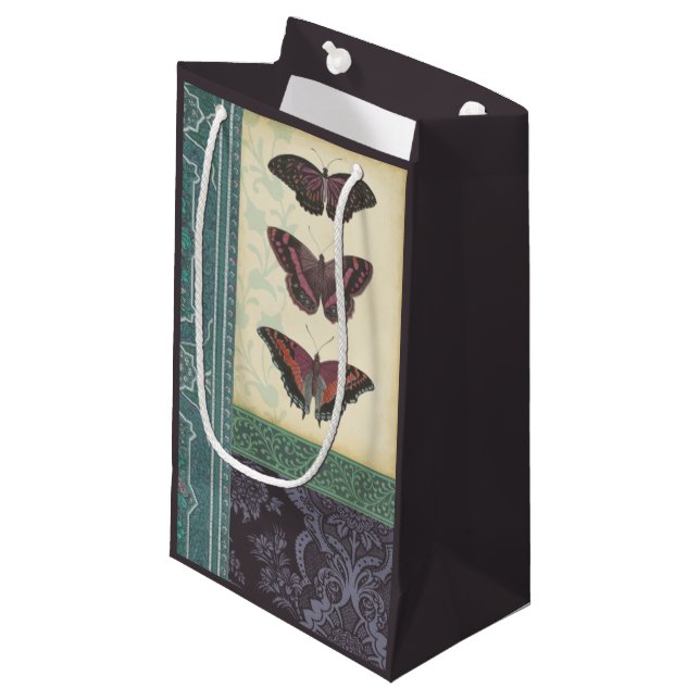 Decorative Butterfly Brocade by Vision Studio Small Gift Bag (Front Angled)
