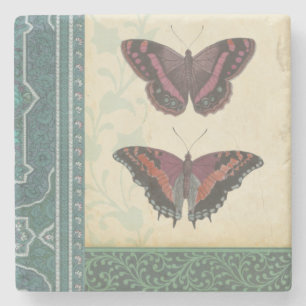 Decorative Butterfly Brocade by Vision Studio Stone Coaster