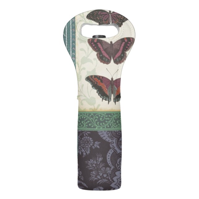 Decorative Butterfly Brocade by Vision Studio Wine Bag (Back)
