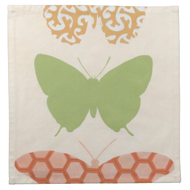 Decorative Butterfly Patterns on Cream Background Cloth Napkin (Front)
