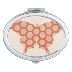 Decorative Butterfly Patterns on Cream Background Compact Mirror