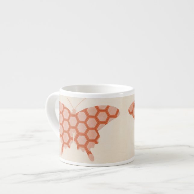 Decorative Butterfly Patterns on Cream Background Espresso Cup (Front Left)