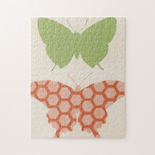 Decorative Butterfly Patterns on Cream Background Jigsaw Puzzle (Vertical)