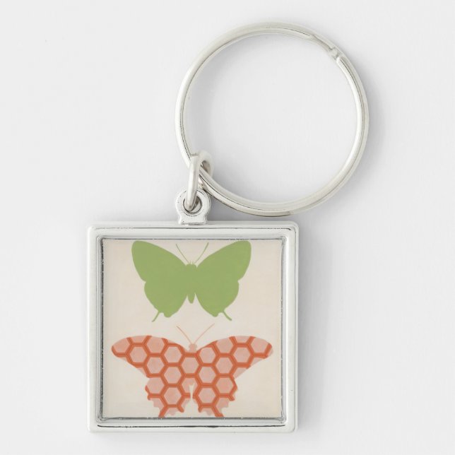 Decorative Butterfly Patterns on Cream Background Keychain (Front)