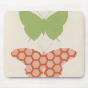 Decorative Butterfly Patterns on Cream Background Mouse Pad