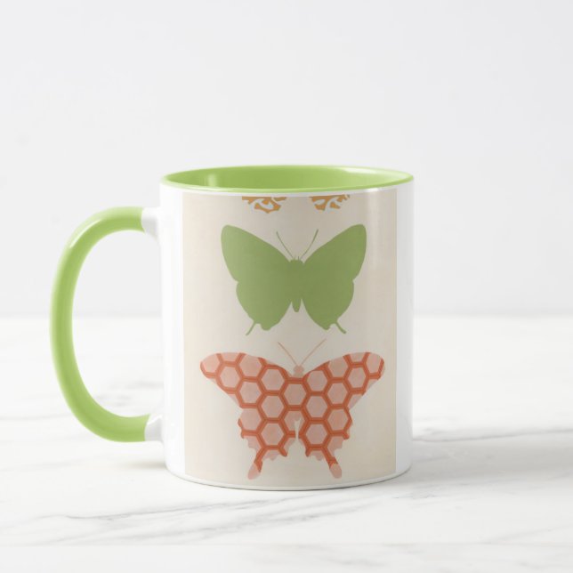 Decorative Butterfly Patterns on Cream Background Mug (Left)