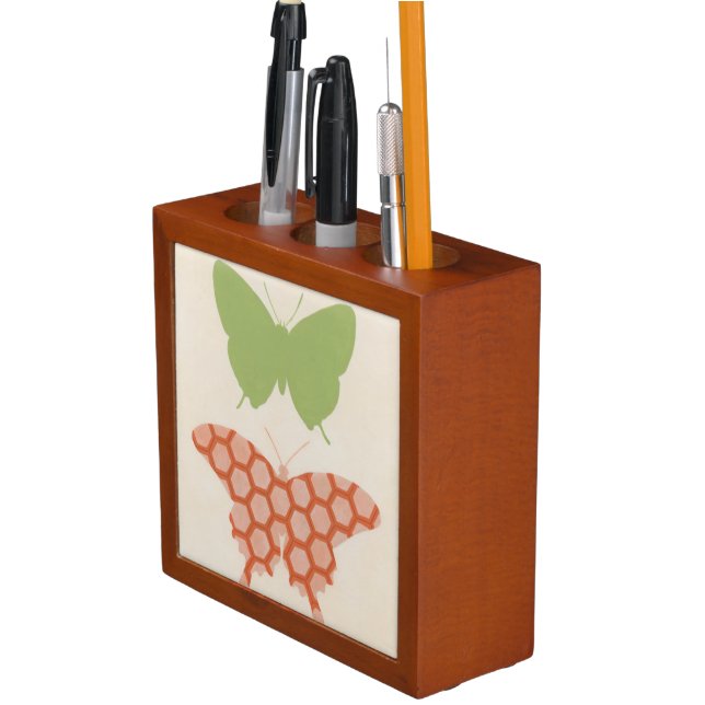 Decorative Butterfly Patterns on Cream Background Pencil/Pen Holder (In Situ)