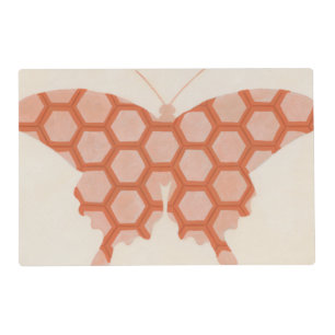 Decorative Butterfly Patterns on Cream Background Placemat
