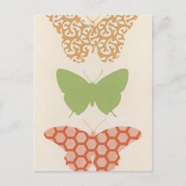 Decorative Butterfly Patterns on Cream Background Postcard (Front)