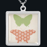 Decorative Butterfly Patterns on Cream Background Silver Plated Necklace<br><div class="desc">The cream background of this June Erica Vess piece allows the colors of the butterfly patterns to leap off the print. If you love modern art,  or just love butterflies,  this is the piece for you!</div>