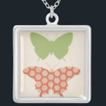 Decorative Butterfly Patterns on Cream Background Silver Plated Necklace<br><div class="desc">The cream background of this June Erica Vess piece allows the colors of the butterfly patterns to leap off the print. If you love modern art,  or just love butterflies,  this is the piece for you!</div>