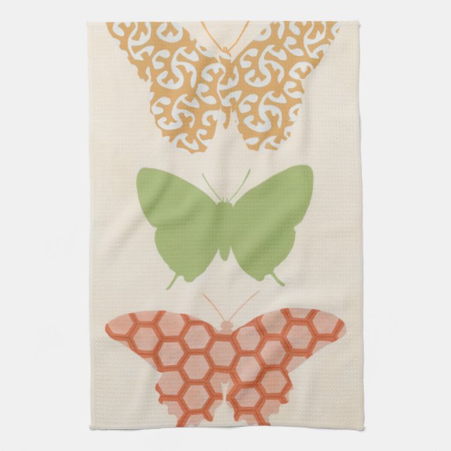 Decorative Butterfly Patterns on Cream Background Towel (Vertical)