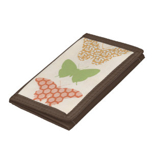 Decorative Butterfly Patterns on Cream Background Trifold Wallet