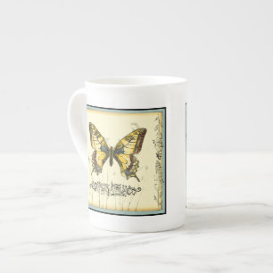Decorative Butterfly with Wildflowers Bone China Mug