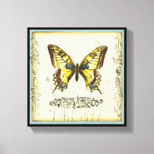 Decorative Butterfly with Wildflowers Canvas Print
