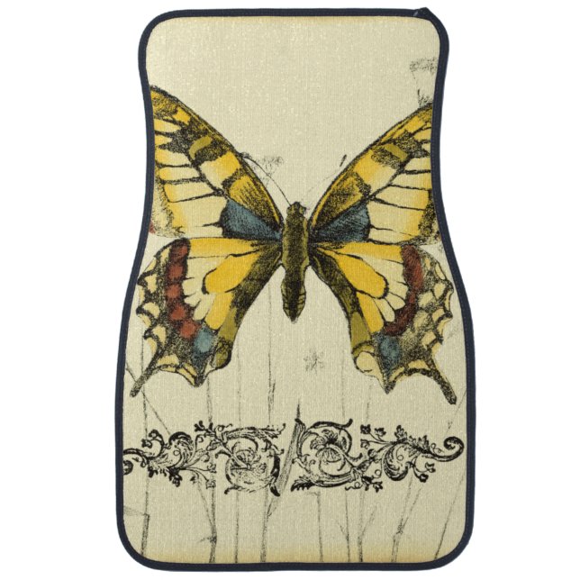Decorative Butterfly with Wildflowers Car Floor Mat (Front)
