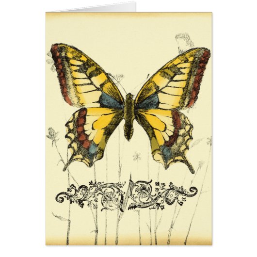 Decorative Butterfly with Wildflowers Cards (Front)