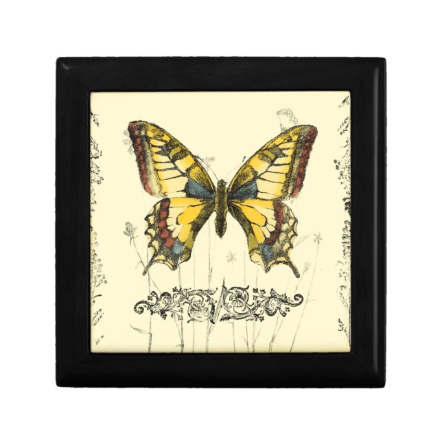 Decorative Butterfly with Wildflowers Jewelry Box (Front)