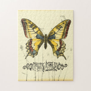 Decorative Butterfly with Wildflowers Jigsaw Puzzle
