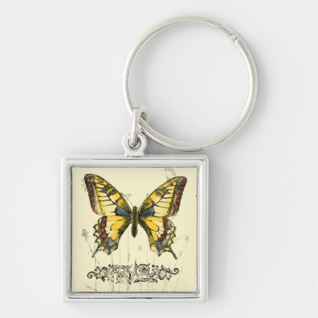 Decorative Butterfly with Wildflowers Keychain (Front)