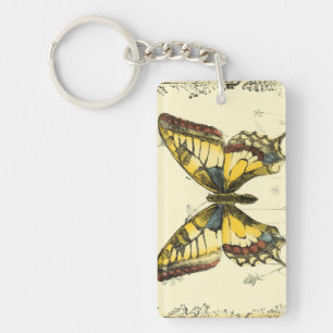 Decorative Butterfly with Wildflowers Keychain