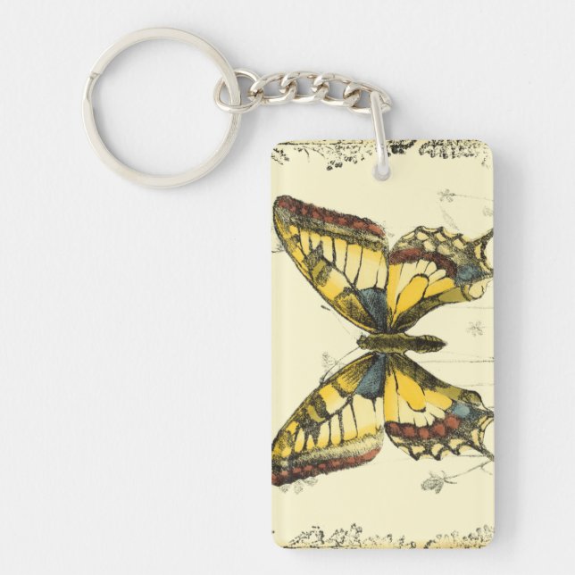 Decorative Butterfly with Wildflowers Keychain (Front)