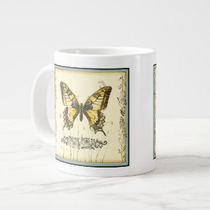 Decorative Butterfly with Wildflowers Large Coffee Mug