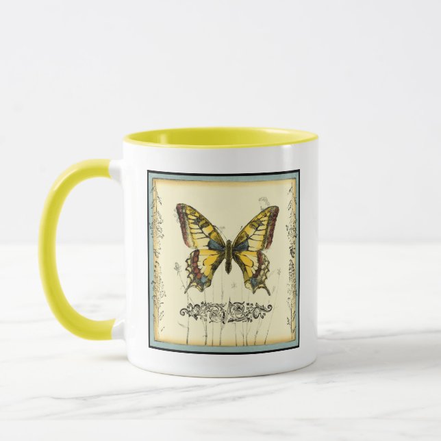 Decorative Butterfly with Wildflowers Mug (Left)