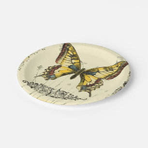 Decorative Butterfly with Wildflowers Paper Plates
