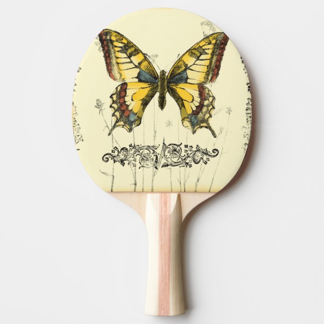 Decorative Butterfly with Wildflowers Ping-Pong Paddle (Front)