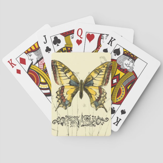 Decorative Butterfly with Wildflowers Poker Cards (Back)