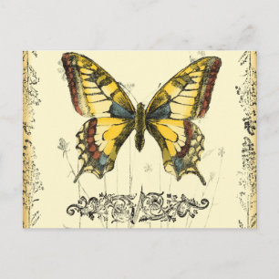Decorative Butterfly with Wildflowers Postcard