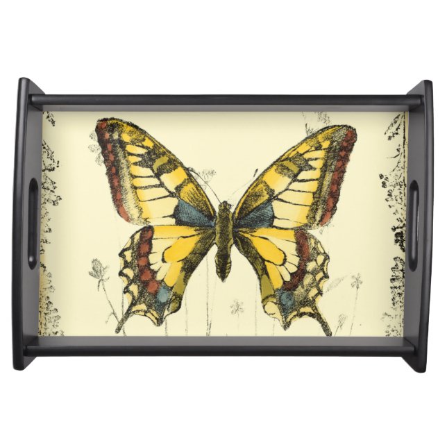 Decorative Butterfly with Wildflowers Serving Tray (Front)