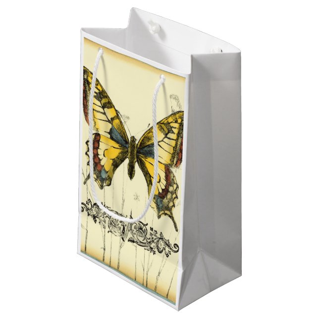Decorative Butterfly with Wildflowers Small Gift Bag (Front Angled)