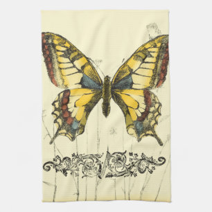 Decorative Butterfly with Wildflowers Towel