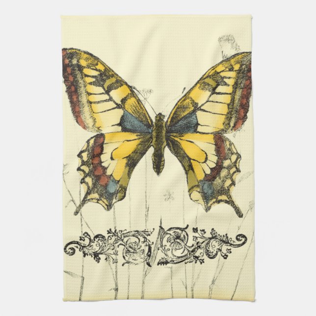 Decorative Butterfly with Wildflowers Towel (Vertical)