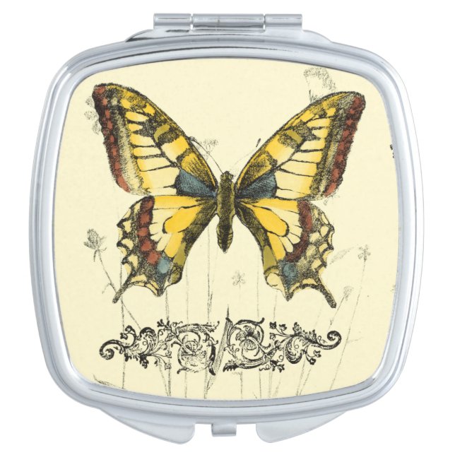 Decorative Butterfly with Wildflowers Vanity Mirror (Front)