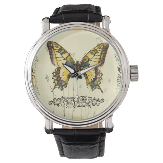 Decorative Butterfly with Wildflowers Watch (Front)